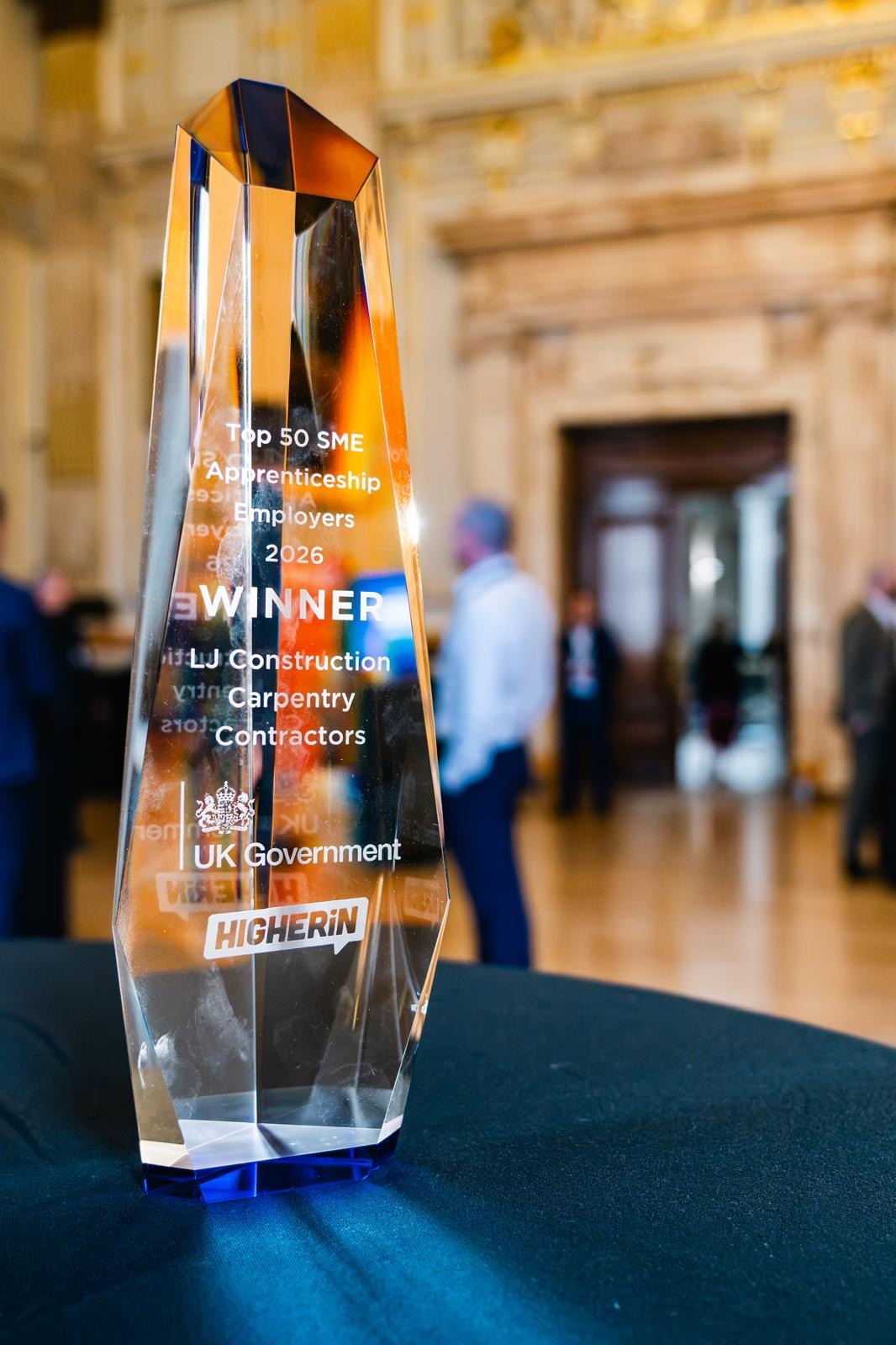 LJ Construction's Top 50 SME Apprenticeship Employers 2026 winner award